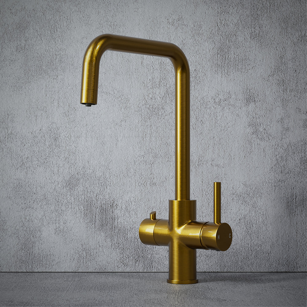Design 3 in 1 Brushed Gold Boiling Hot Water Tap