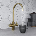 Design Swan 3 in 1 Brushed Brass Boiling Hot Water Tap