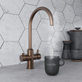 Design Swan Neck 3 in 1 Brushed Copper Boiling Hot Water Tap
