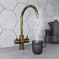 Design Swan Neck 3 in 1 Aged Brass Boiling Hot Water Tap