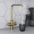 Design Square 3 in 1 Brushed Brass Boiling Hot Water Tap