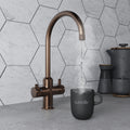 Design+ Swan Neck 4 in 1 Brushed Copper Boiling Hot Water Tap