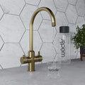 Design+ Swan 4 in 1 Brushed Brass Boiling Hot Water Tap