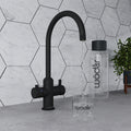 Design+ Swan 4 in 1 Matt Black Boiling Hot Water Tap