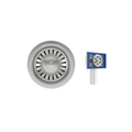 Wodar 90mm kitchen strainer waste with rectangular overflow plate - Brushed Nickel