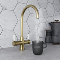 Holborn Traditional 3 in 1 Brushed Brass White Handle Boiling Hot Water Tap