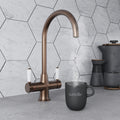 Holborn Traditional 3 in 1 Brushed Copper White Handle Boiling Hot Water Tap