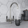 Holborn Traditional 3 in 1 Brushed Nickel Black Handle Boiling Hot Water Tap