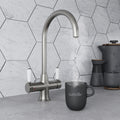 Holborn Traditional 3 in 1 Brushed Nickel White Handle Boiling Hot Water Tap