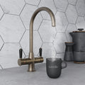 Holborn Traditional 3 in 1 Dark Brass Black Handle Boiling Hot Water Tap