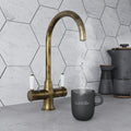 Holborn Traditional 3 in 1 Aged Brass White Handle Boiling Hot Water Tap