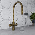 Knightsbridge Traditional 4 in 1 Pull Out Aged Brass White Handle Boiling Hot Water Tap