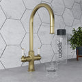 Knightsbridge Traditional 4 in 1 Pull Out Brushed Brass White Handle Boiling Hot Water Tap