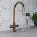 Knightsbridge Traditional 4 in 1 Pull Out Brushed Copper White Handle Boiling Hot Water Tap