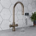 Knightsbridge Traditional 4 in 1 Pull Out Dark Brass White Handle Boiling Hot Water Tap