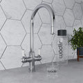 Knightsbridge Traditional 4 in 1 Pull Out Chrome White Handle Boiling Hot Water Tap