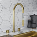 Knightsbridge Deck Mount Traditional 4 in 1 Pull Out Brushed Brass White Handle Boiling Hot Water Tap