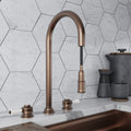 Knightsbridge Deck Mount Traditional 4 in 1 Pull Out Brushed Copper White Handle Boiling Hot Water Tap