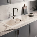 Wodar Fireclay 1.5 Bowl Inset - White Fireclay Ceramic & Drainer