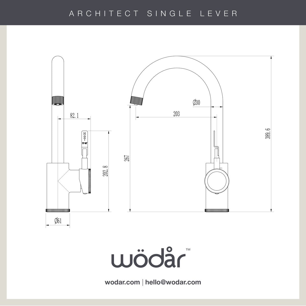 Architect Single Lever 3 in 1 Black Boiling Hot Water Tap