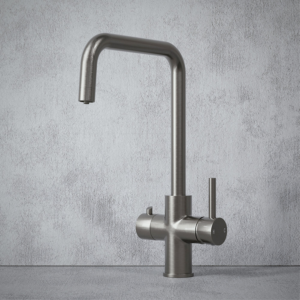 Design 3 in 1 Brushed Steel Boiling Hot Water Tap