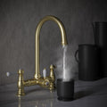 Heritage Bridge 3 in 1 Brushed Brass White Handle Boiling Hot Water Tap