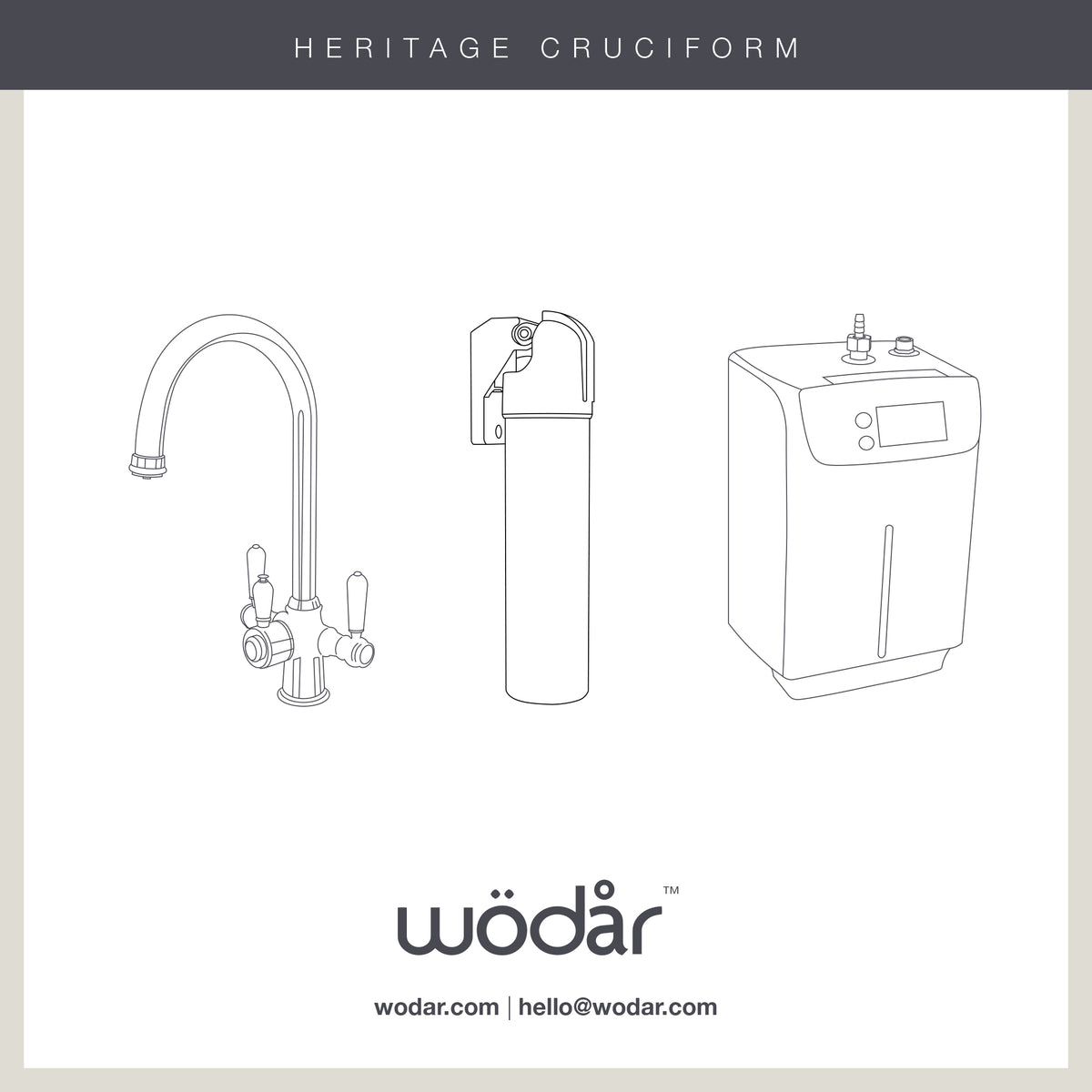 Heritage Cruciform 3 in 1 Chrome White Handle Boiling Hot Water Tap