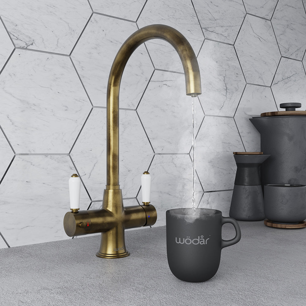 Aged Brass Boiling Hot Water Taps