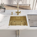 Wodar Kubik Stainless Steel 450 x 450 Single Bowl & Waste - Brushed Brass