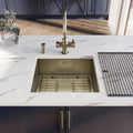 Wodar Kubik Stainless Steel 450 x 450 Single Bowl & Waste - Dark Brass