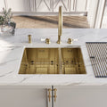 Wodar Kubik Stainless Steel 1.5 Bowl Sink 600 × 450 - Brushed Brass