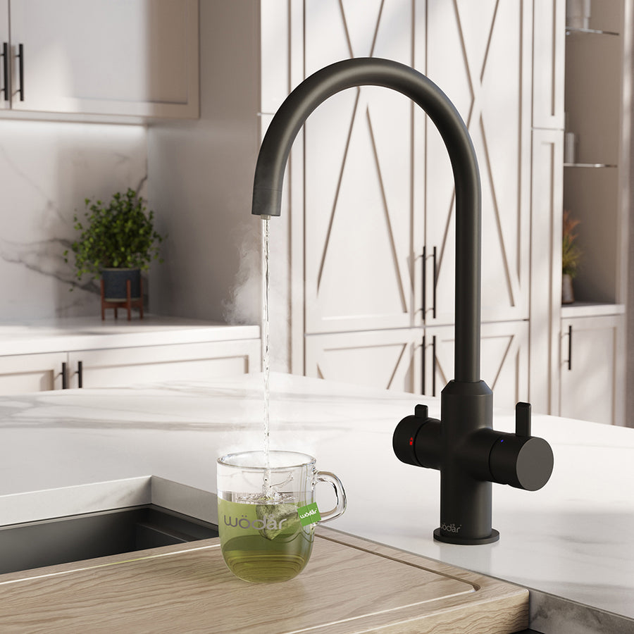 Design Swan Neck 3 in 1 Matt Black Boiling Hot Water Tap