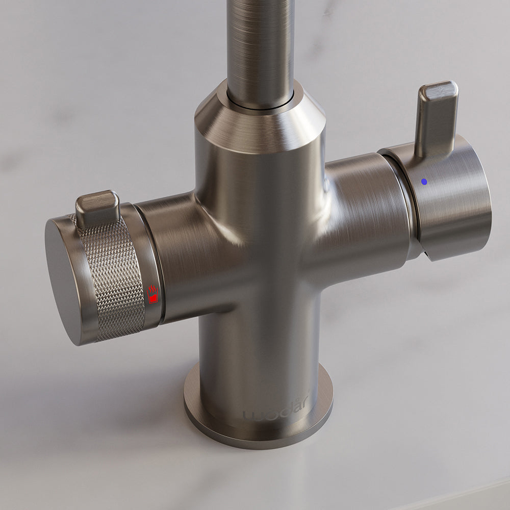 Design Swan Neck 3 in 1 Brushed Nickel Boiling Hot Water Tap
