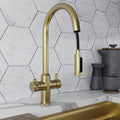 Design+ Pro Pull 4 in 1 Brushed Brass Boiling Hot Water Tap