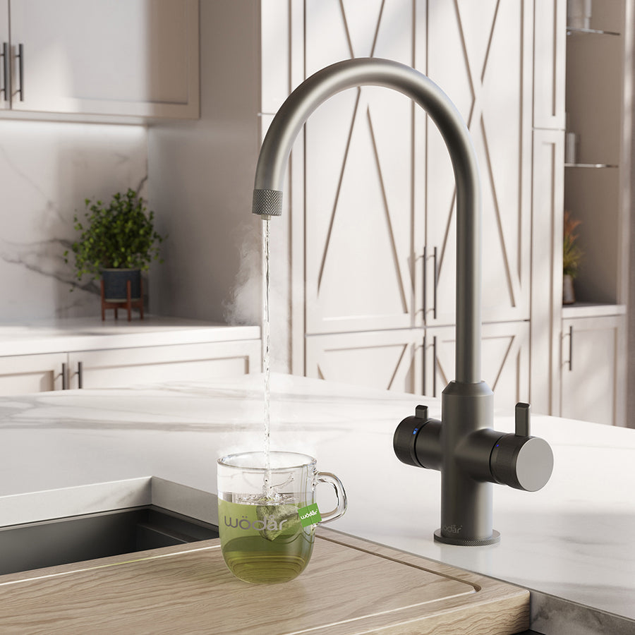Design+ Swan 4 in 1 Gun Metal Grey Boiling Hot Water Tap
