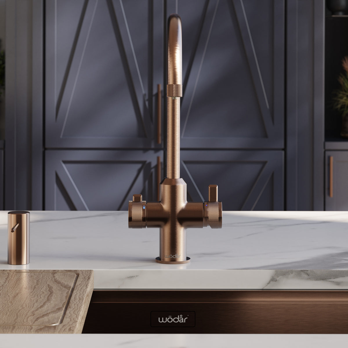 Design+ Swan Neck 4 in 1 Brushed Copper Boiling Hot Water Tap