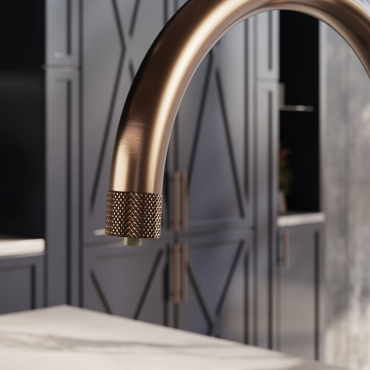 Design+ Swan Neck 4 in 1 Brushed Copper Boiling Hot Water Tap