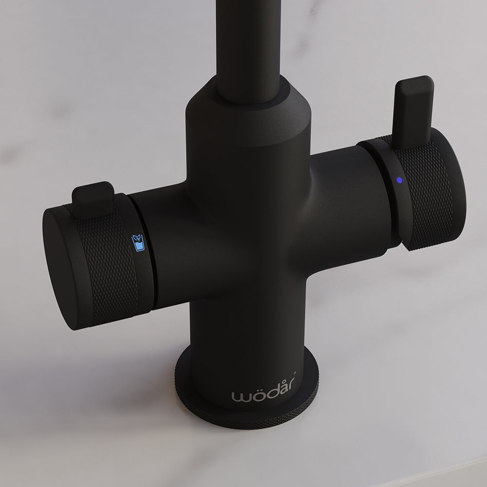Design+ Swan 4 in 1 Matt Black Boiling Hot Water Tap