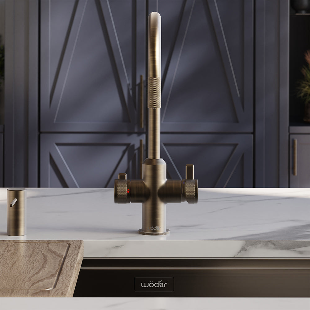 Design+ Flex 4 in 1 Dark Brass Boiling Hot Water Tap