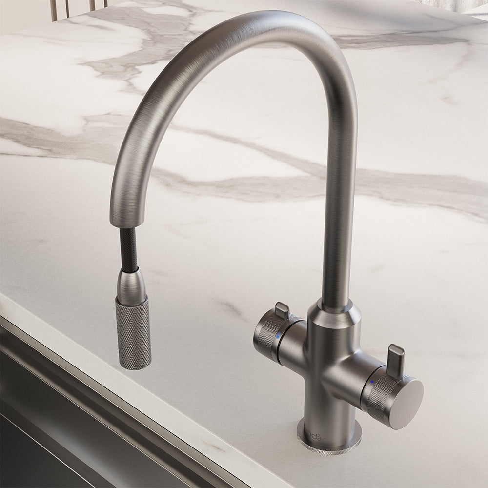 Design+ Flex 4 in 1 Brushed Nickel Boiling Hot Water Tap – Wodar