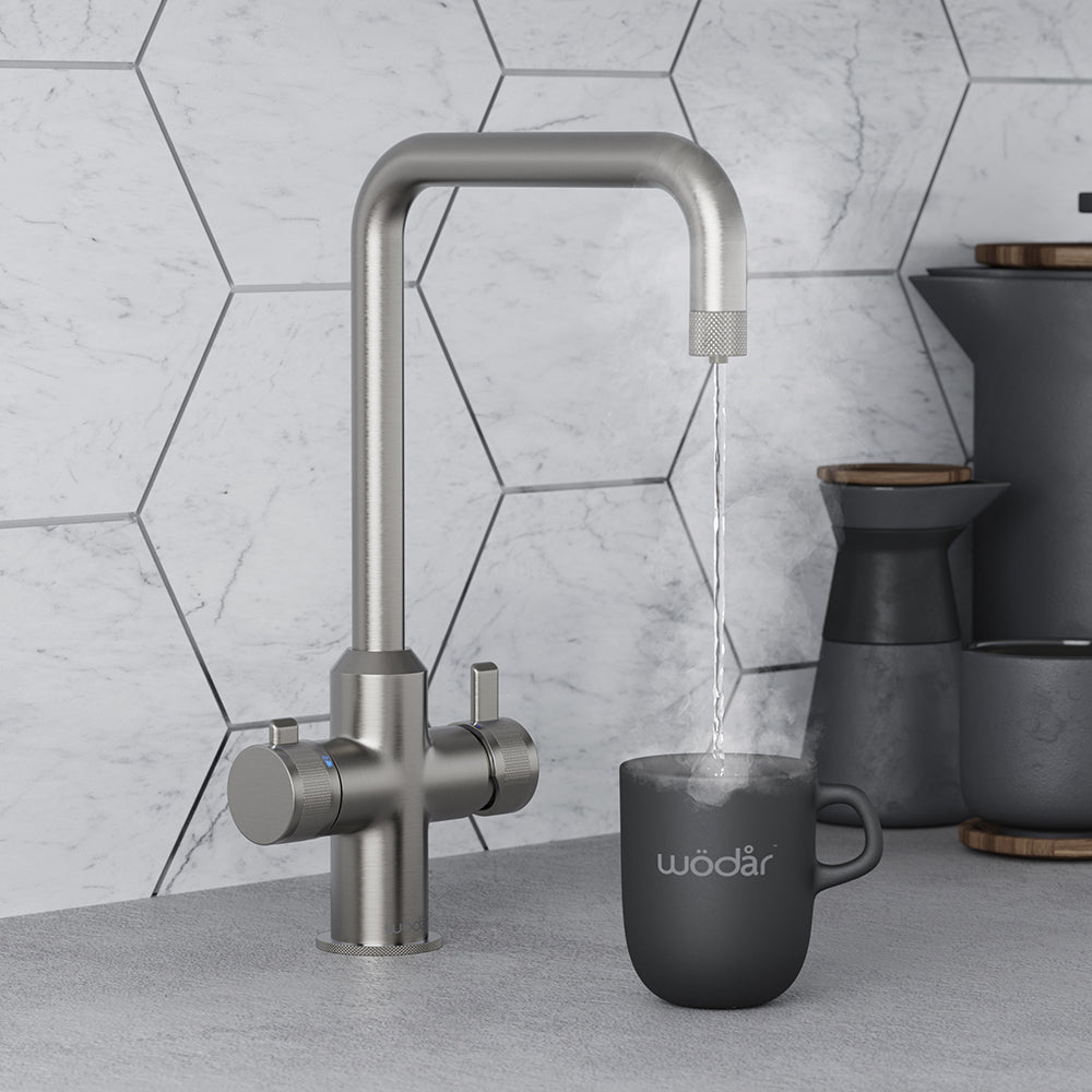 Design+ Square 4 in 1 Brushed Nickel Boiling Hot Water Tap