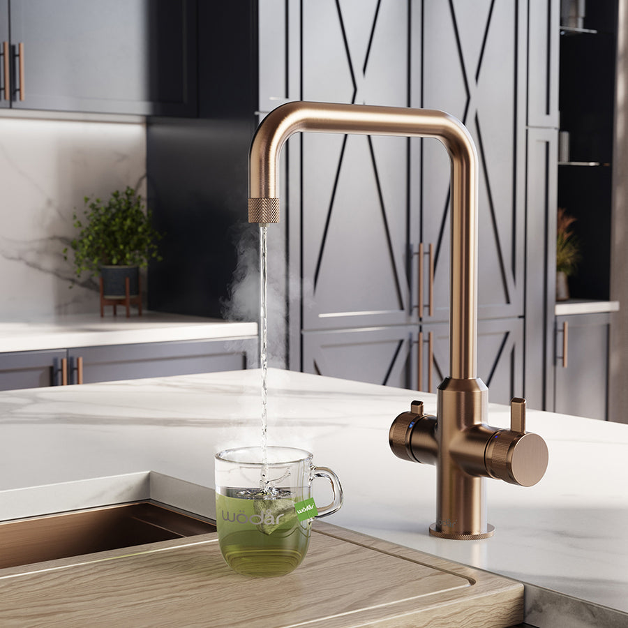 Design+ Square 4 in 1 Brushed Copper Boiling Hot Water Tap