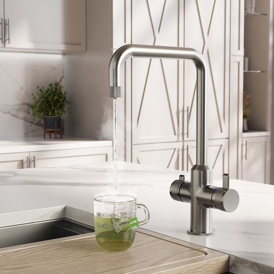Design+ Square 4 in 1 Brushed Nickel Boiling Hot Water Tap
