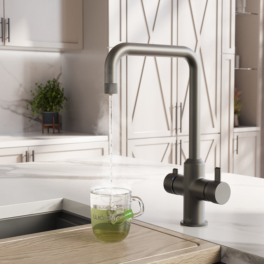 Design+ Square 4 in 1 Gun Metal Grey Boiling Hot Water Tap