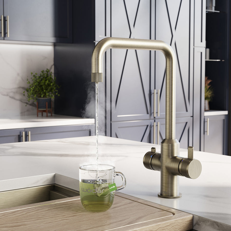 Design+ Square 4 in 1 Dark Brass Boiling Hot Water Tap