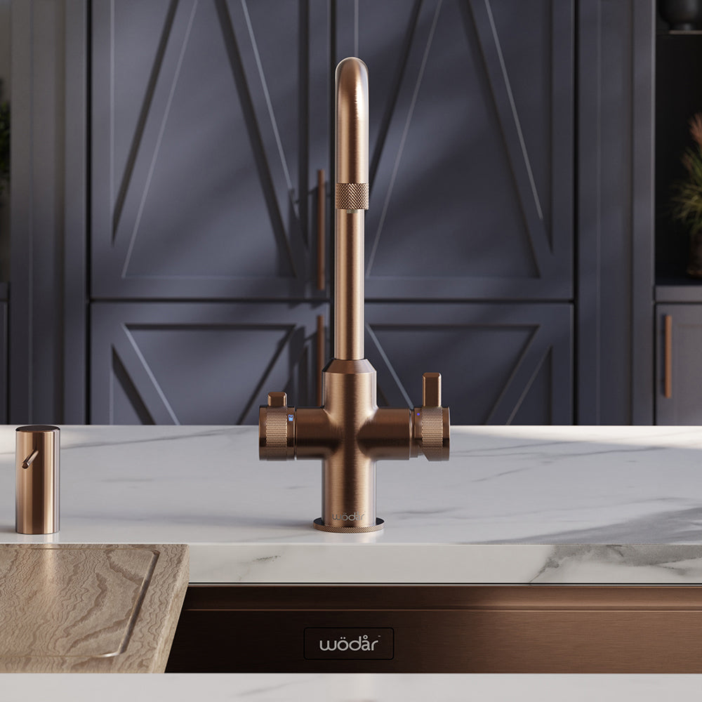 Design+ Square 4 in 1 Brushed Copper Boiling Hot Water Tap