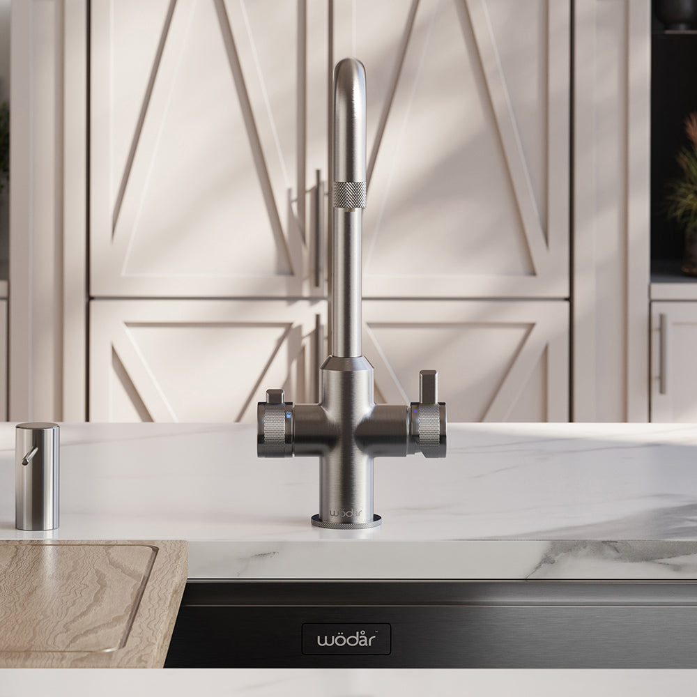 Design+ Square 4 in 1 Brushed Nickel Boiling Hot Water Tap