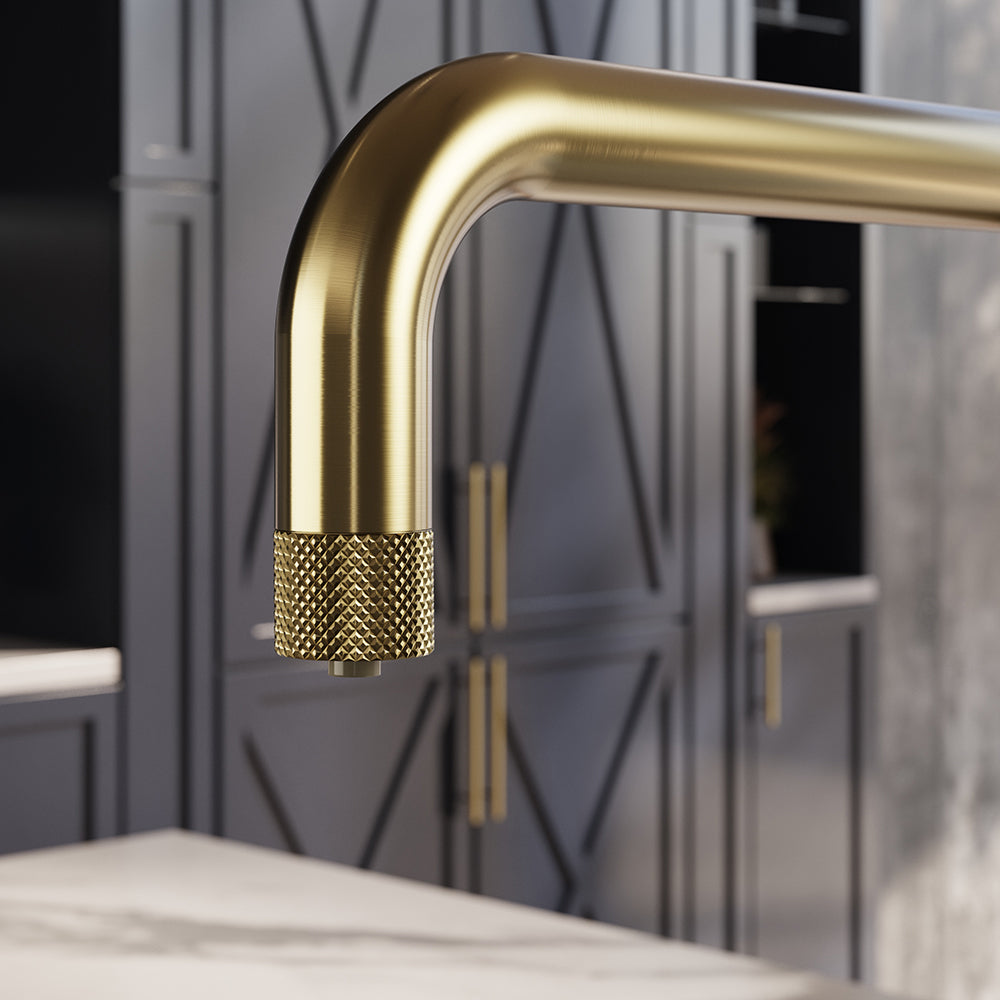 Design+ Square 4 in 1 Brushed Brass Boiling Hot Water Tap