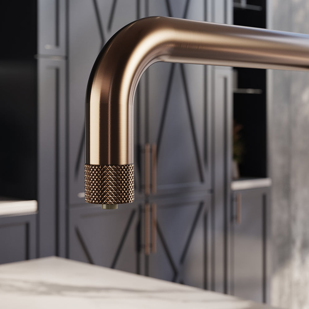 Design+ Square 4 in 1 Brushed Copper Boiling Hot Water Tap