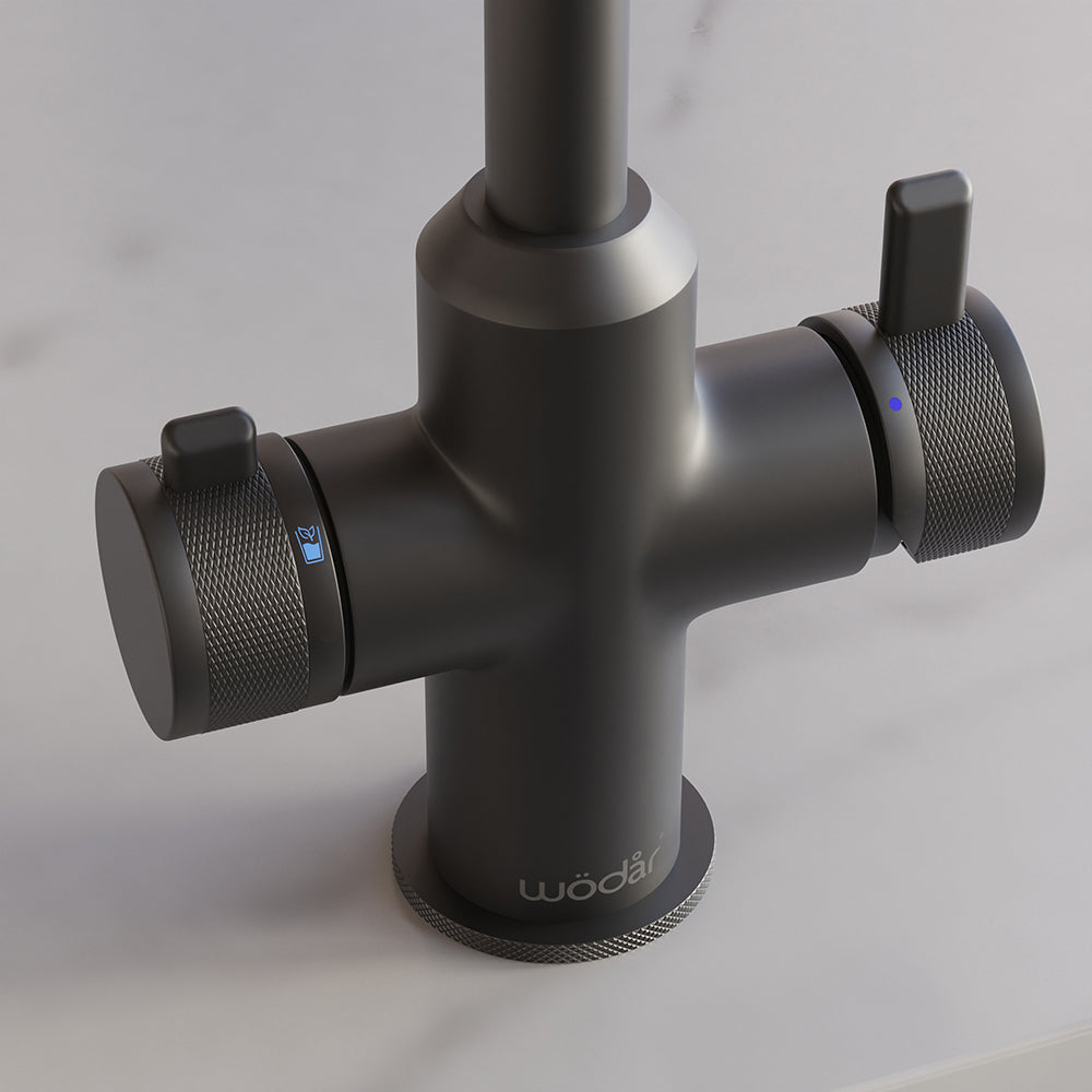 Design+ Square 4 in 1 Gun Metal Grey Boiling Hot Water Tap